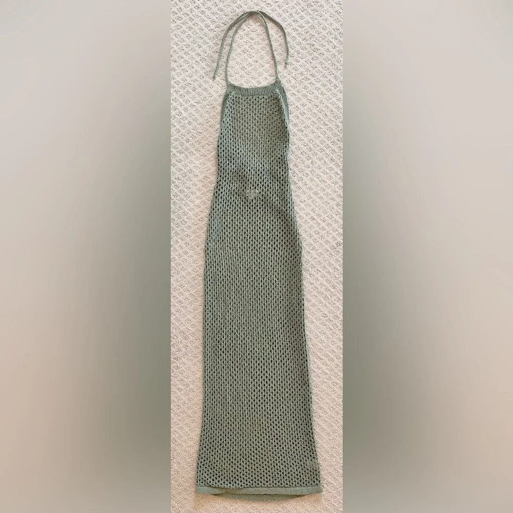 superdown Mirina Maxi Dress Sage Green Crochet Knit Cover Up Size Small - Picture 3 of 5